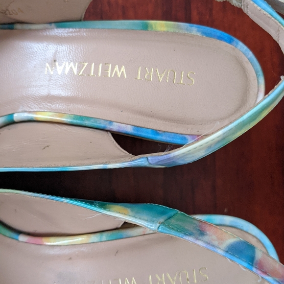 Stuart Weitzman Jean Wedge Peep Toe Slingbacks Size 8 - Picture 5 of 6